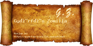 Gyárfás Zomilla névjegykártya